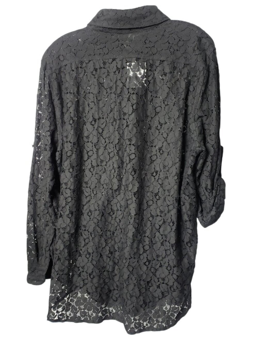 Calvin Klein Womens Lace Button-Up Shirt  Black Large - Picture 3 of 10